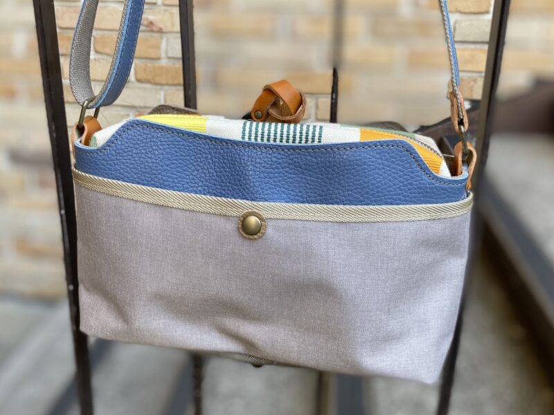 イタリアレザー × フランスコットン ミニショルダー