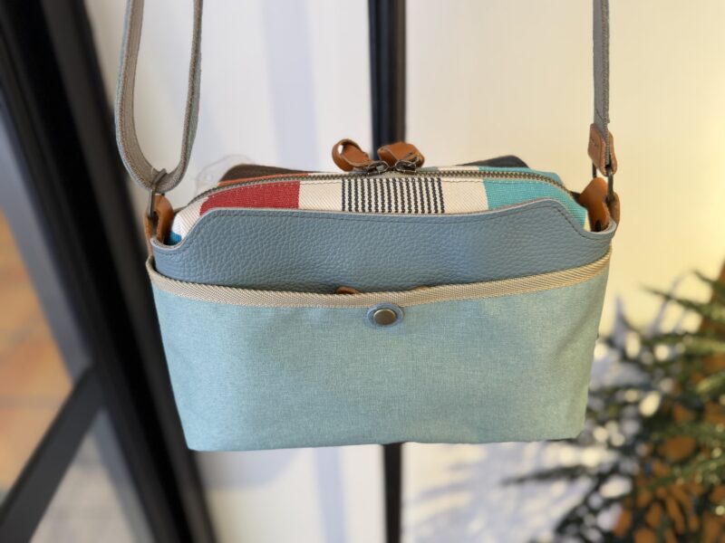 イタリアレザー × フランスコットン ミニショルダー