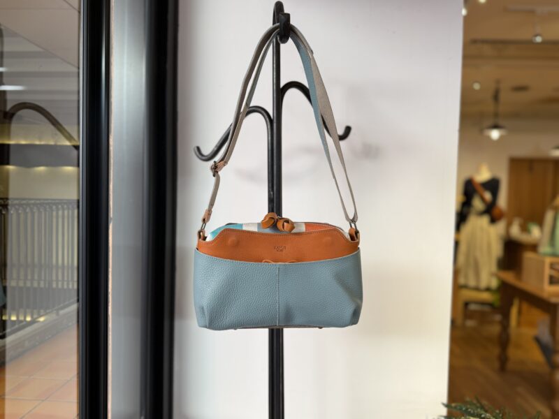 イタリアレザー × フランスコットン ミニショルダー