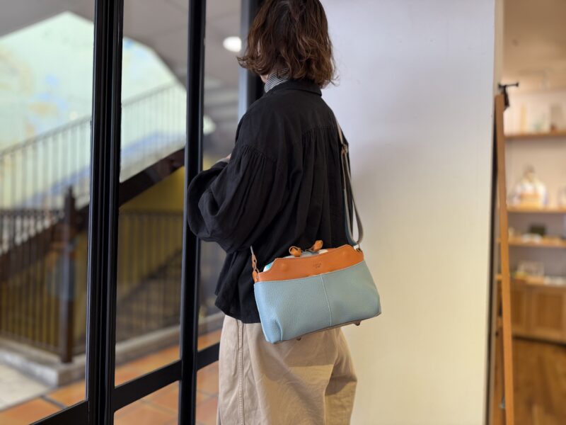 イタリアレザー × フランスコットン ミニショルダー