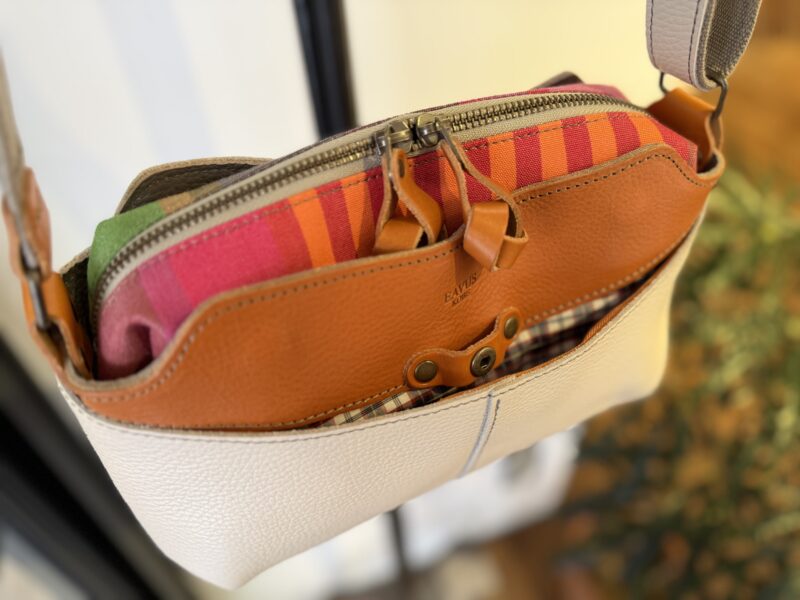 イタリアレザー × フランスコットン ミニショルダー