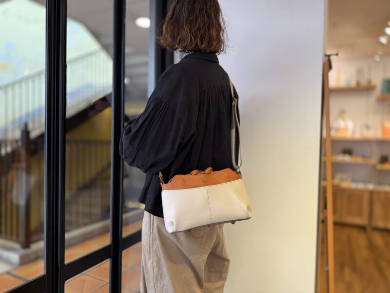 イタリアレザー × フランスコットン ミニショルダー