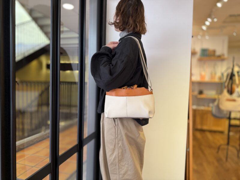 イタリアレザー × フランスコットン ミニショルダー