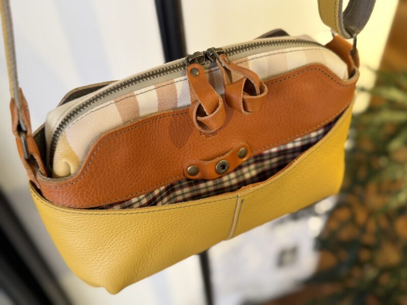 イタリアレザー × フランスコットン ミニショルダー