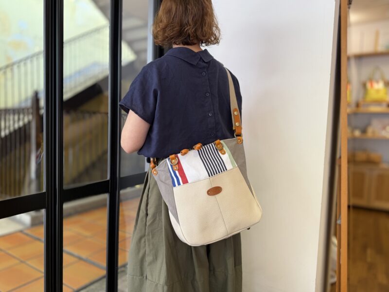 イタリアコーティングレザー x フランスコットン 3WAY