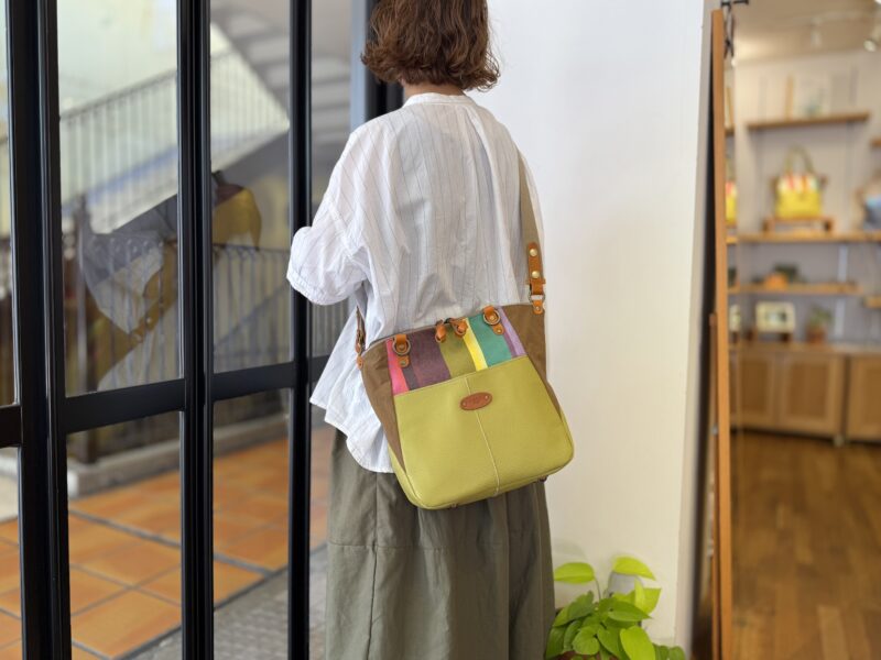 イタリアコーティングレザー x フランスコットン 3WAY