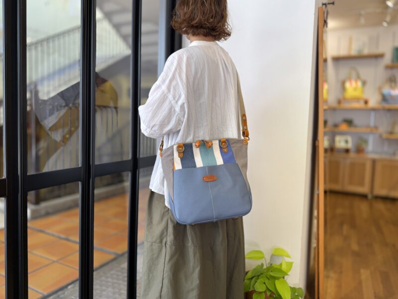 イタリアコーティングレザー x フランスコットン 3WAY