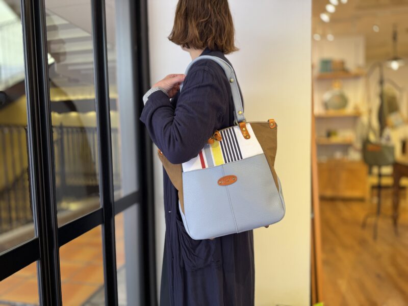 イタリアコーティングレザー x フランスコットン 3WAY