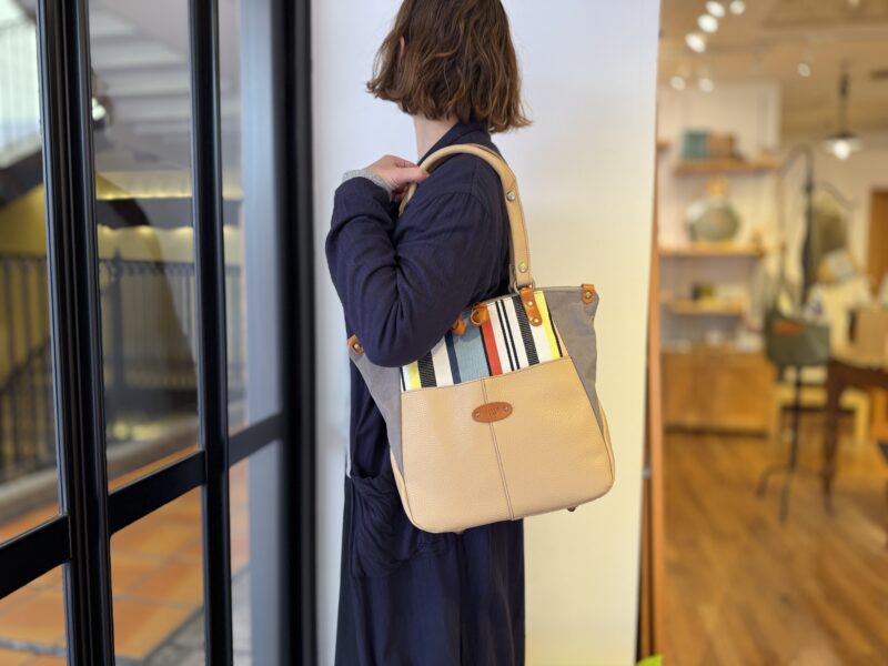 イタリアコーティングレザー x フランスコットン 3WAY