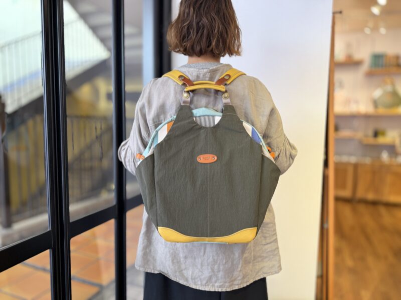 撥水ナイロン x イタリアコーティングレザー リュック＆トート