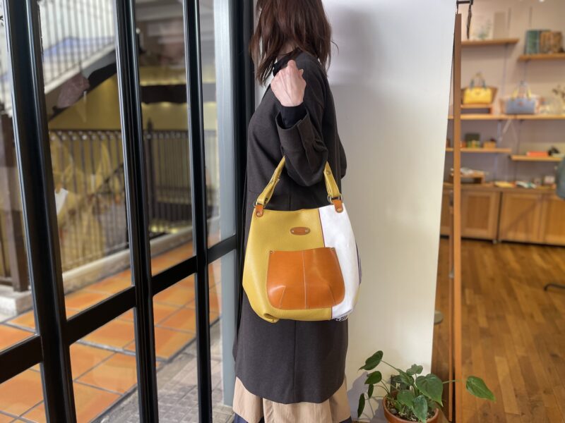 イタリアコーティングレザー×栃木レザーxフランスコットントート
