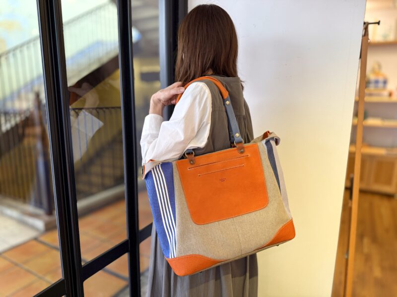 イタリアタンニンレザー×フランスコットン×リネン 4WAY